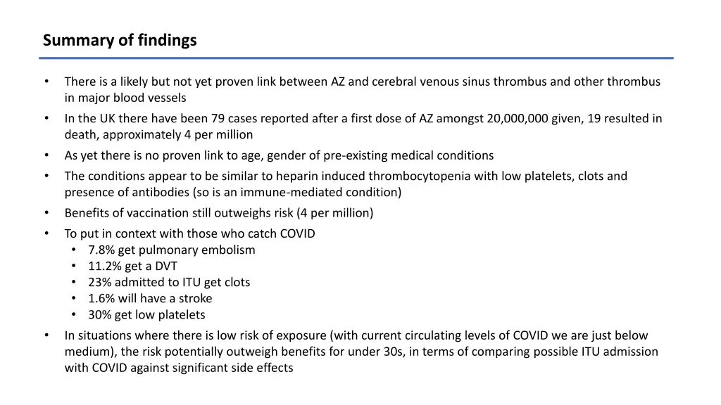 summary of findings