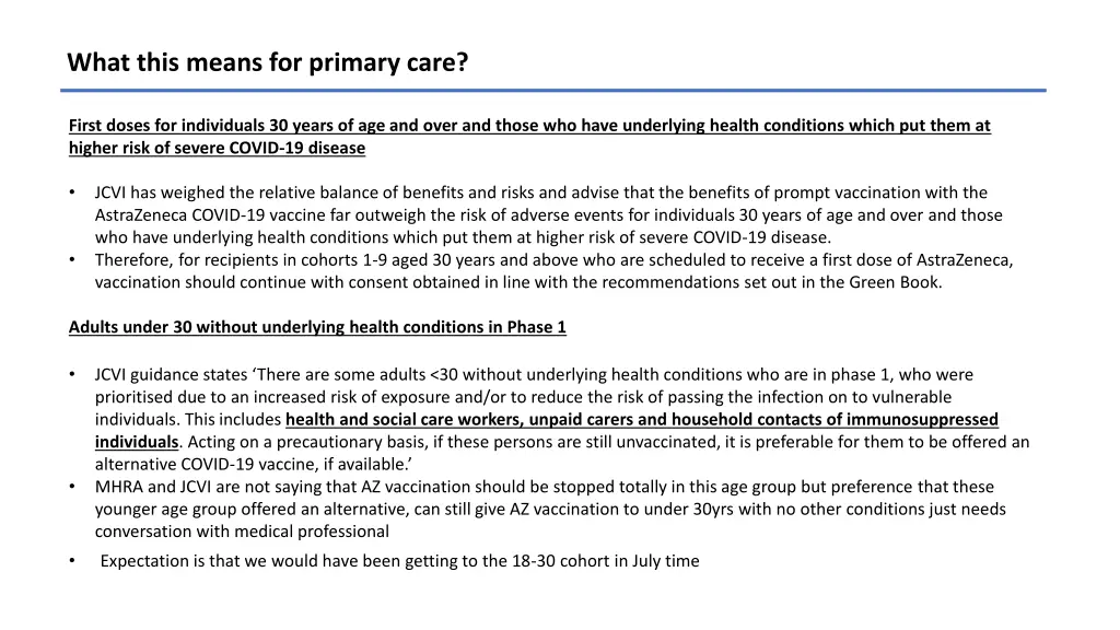 what this means for primary care 1