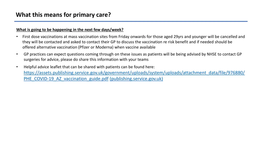 what this means for primary care 2