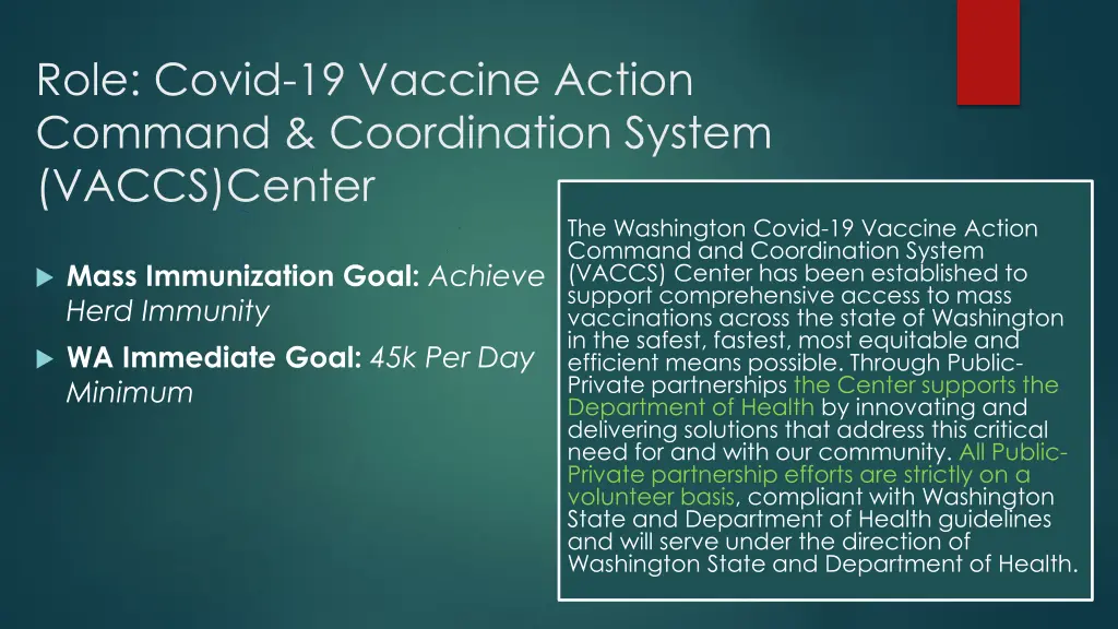 role covid 19 vaccine action command coordination