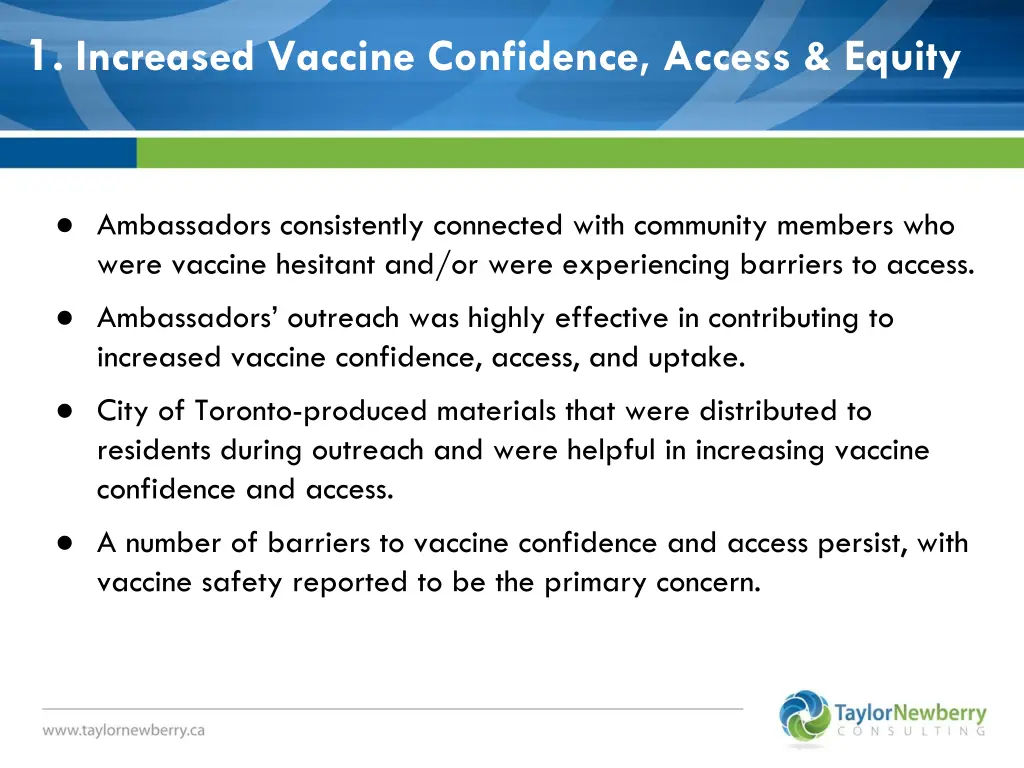 1 increased vaccine confidence access equity