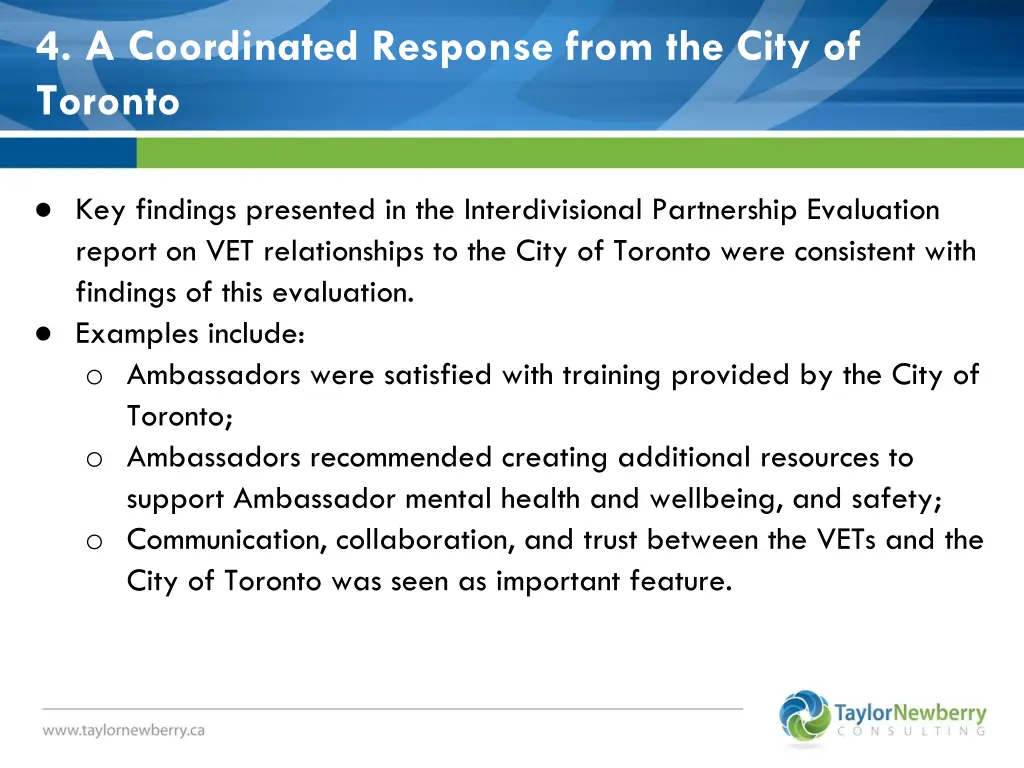 4 a coordinated response from the city of toronto