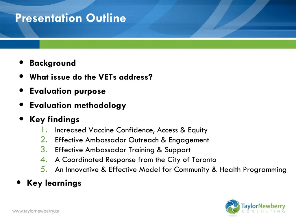 presentation outline