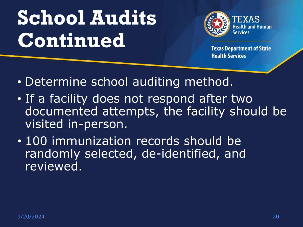 school audits continued