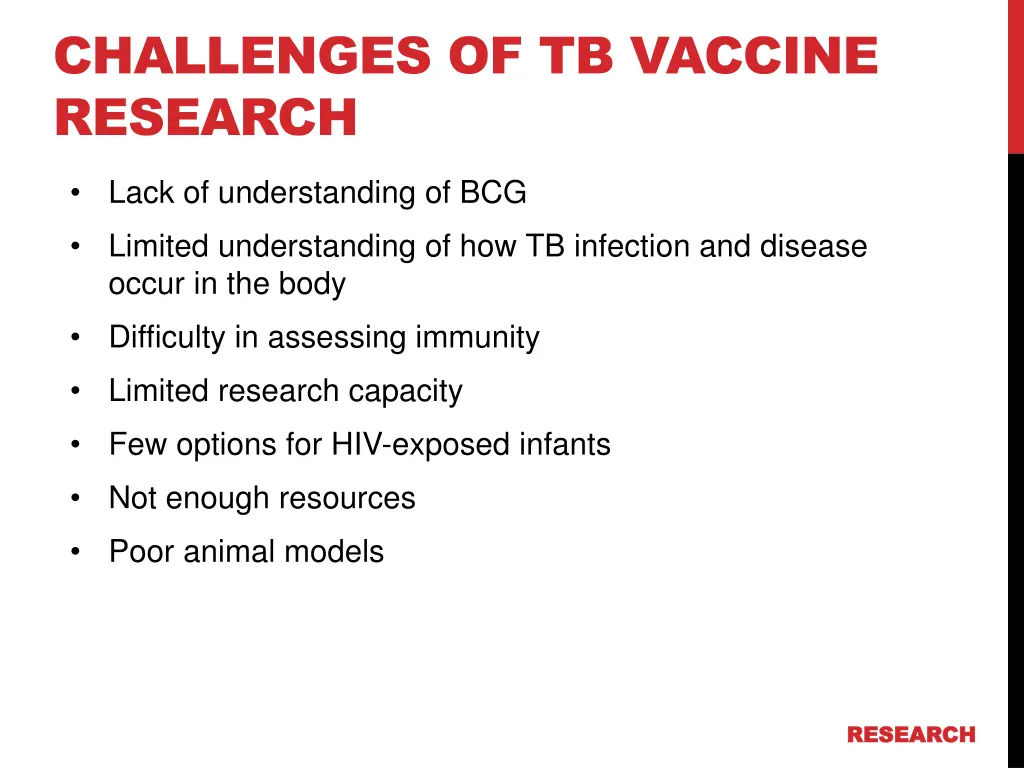 challenges of tb vaccine research