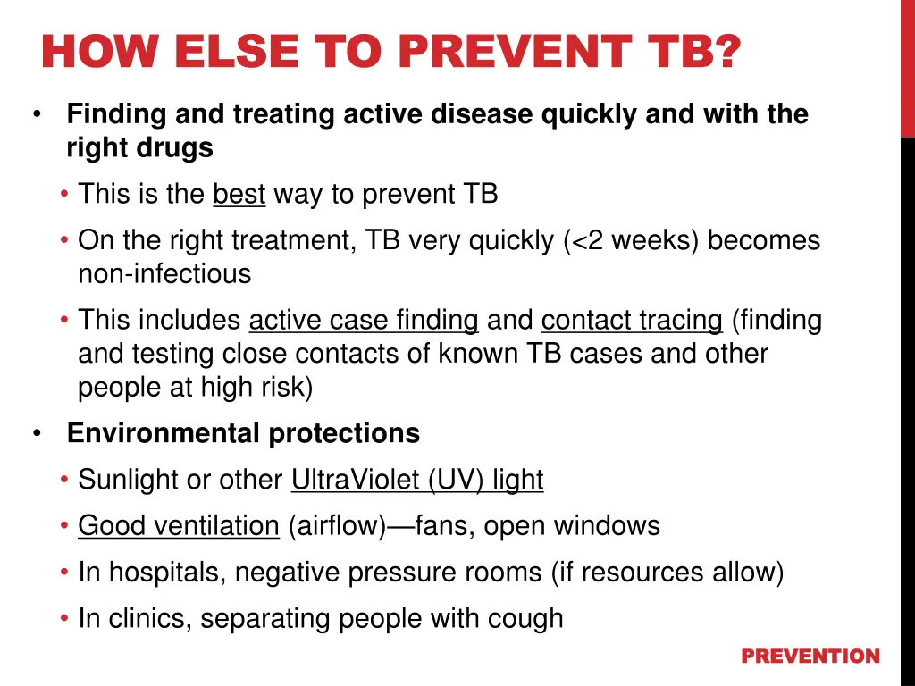 how else to prevent tb