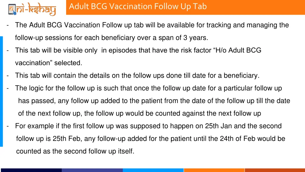 adult bcg vaccination follow up tab