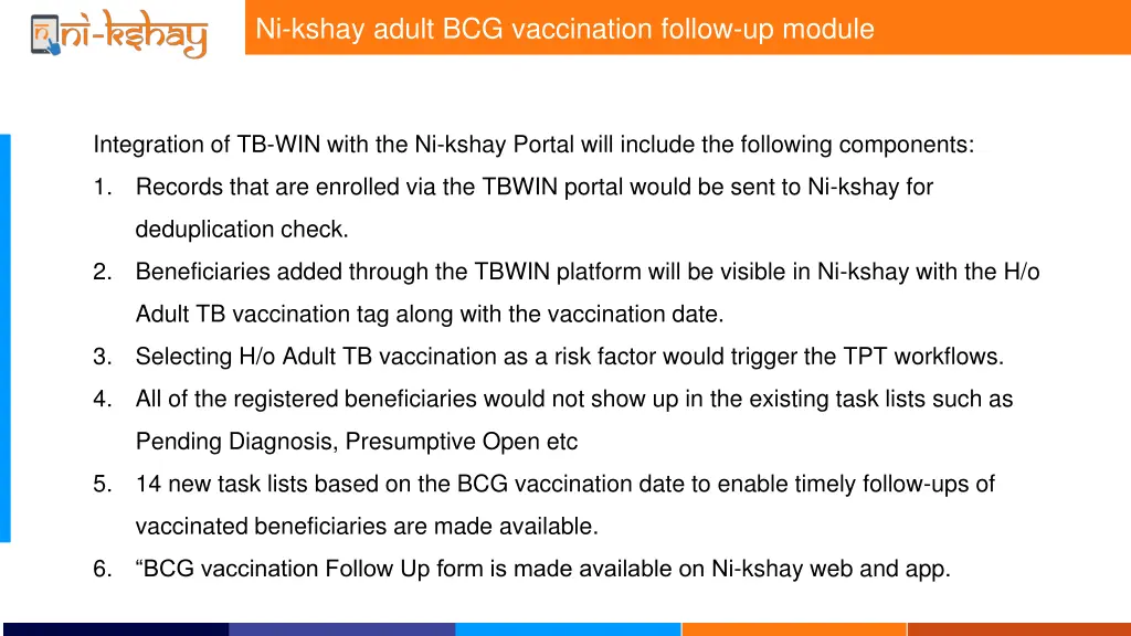 ni kshay adult bcg vaccination follow up module 1