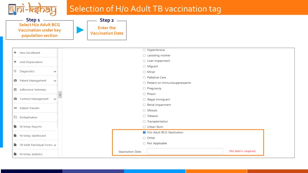 selection of h o adult tb vaccination tag