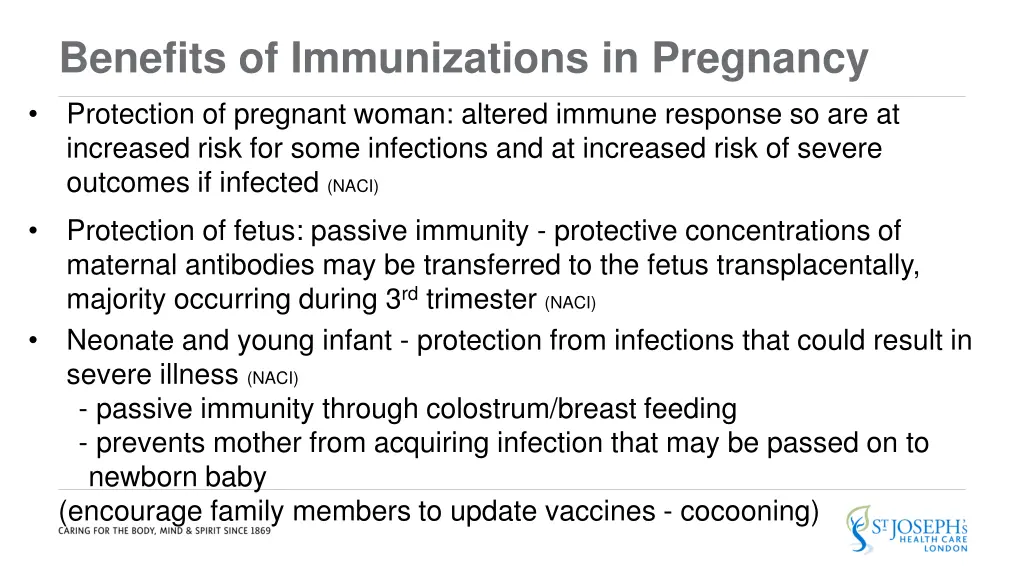 benefits of immunizations in pregnancy