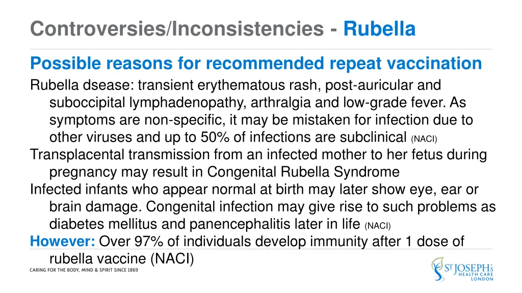 controversies inconsistencies rubella 2