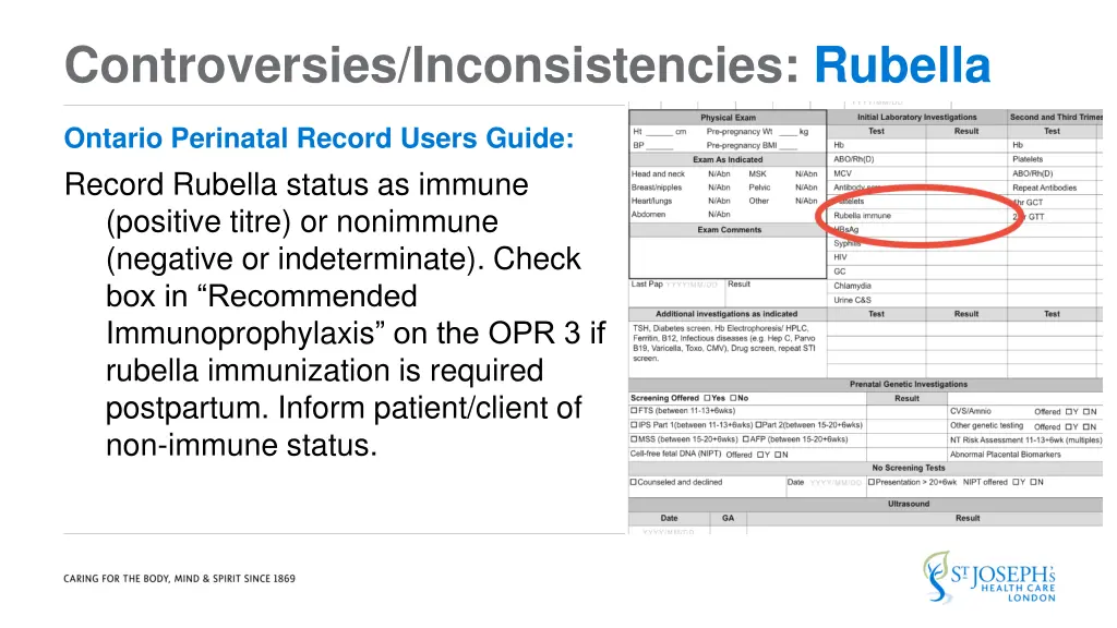 controversies inconsistencies rubella