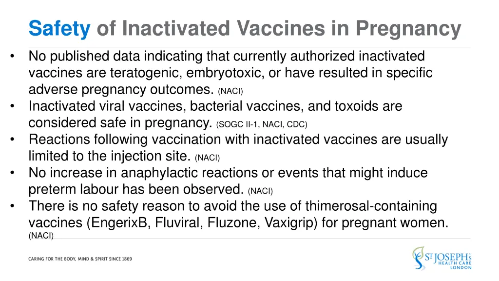 safety of inactivated vaccines in pregnancy