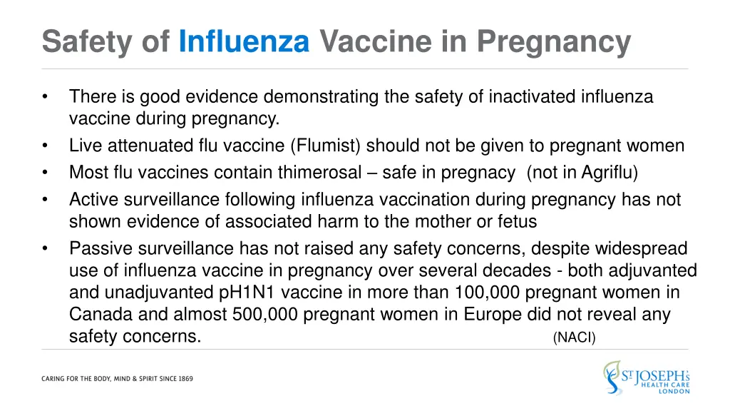 safety of influenza vaccine in pregnancy