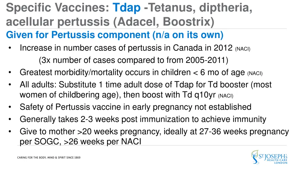 specific vaccines tdap tetanus diptheria