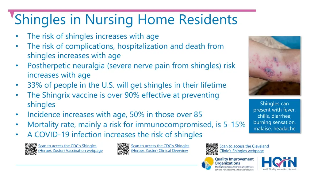 shingles in nursing home residents the risk