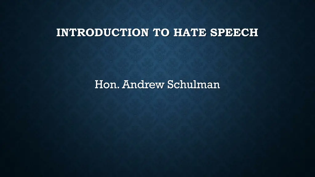 introduction to hate speech