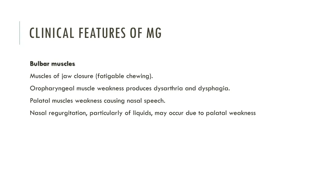 clinical features of mg 2