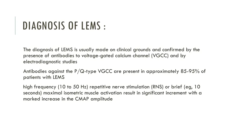 diagnosis of lems