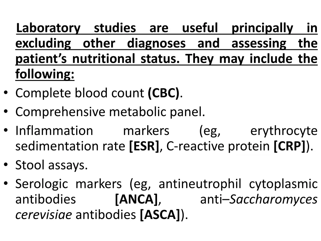 laboratory excluding other diagnoses