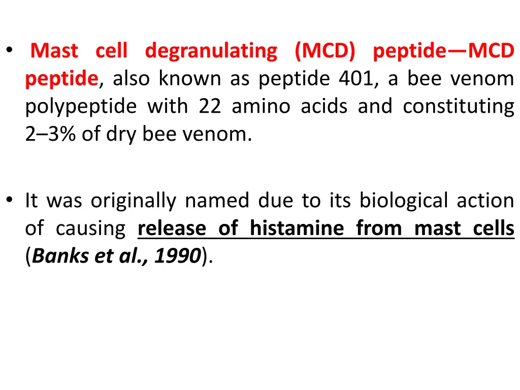 mast cell degranulating mcd peptide mcd peptide