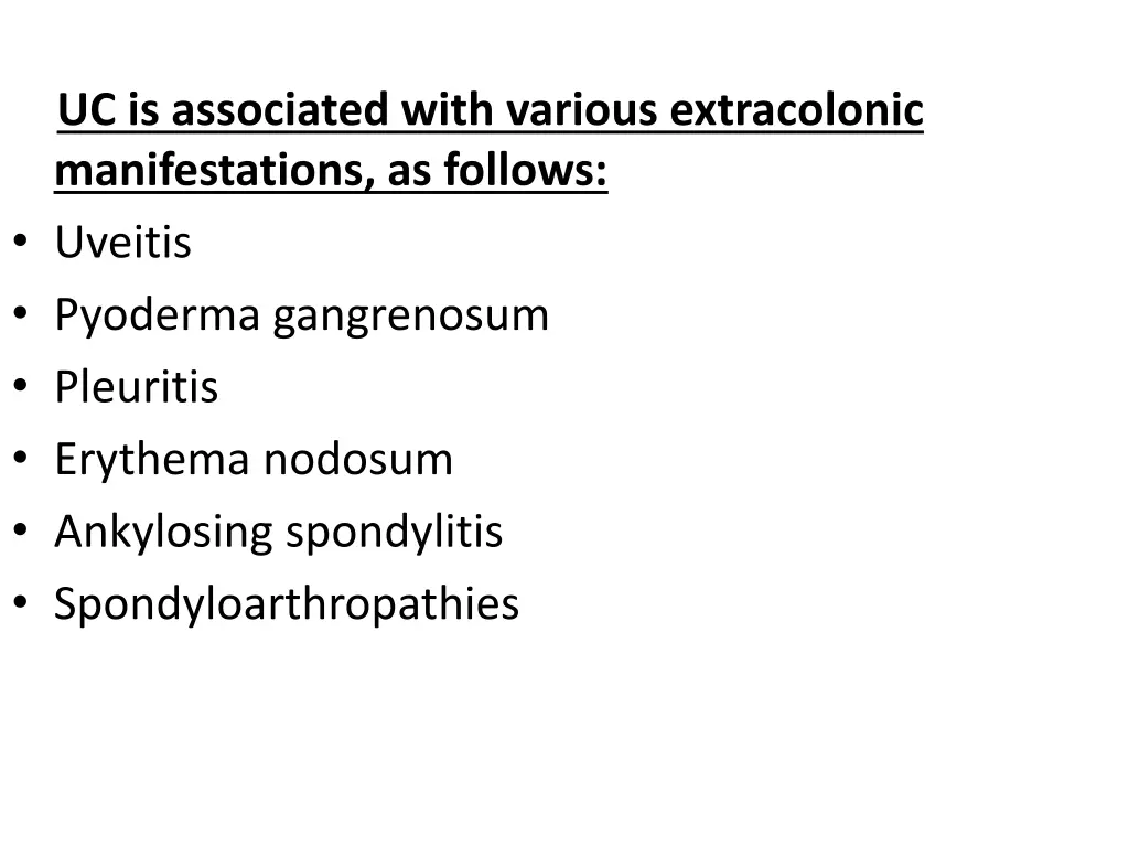 uc is associated with various extracolonic