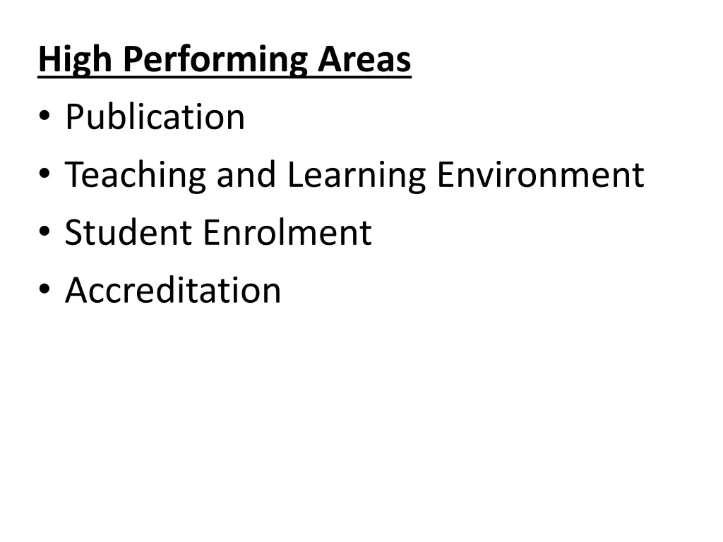 high performing areas publication teaching