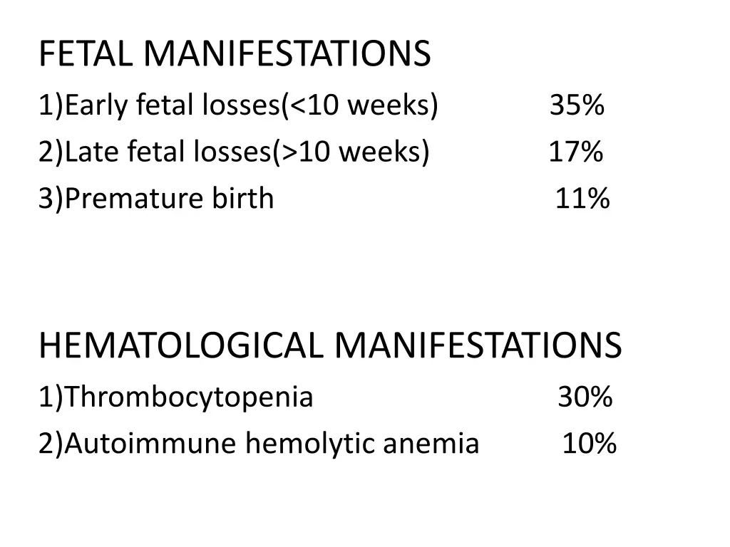 fetal manifestations 1 early fetal losses