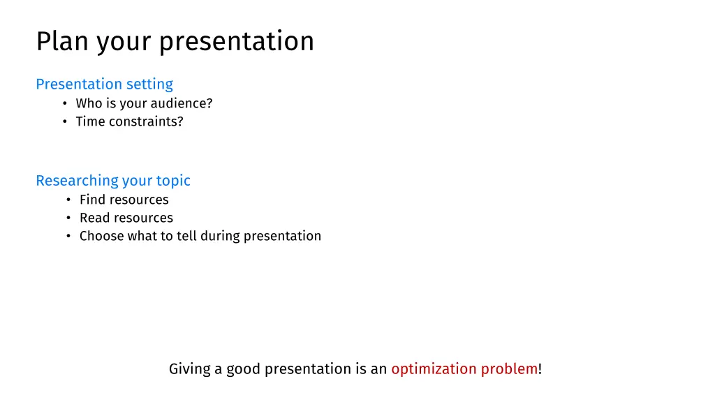 plan your presentation