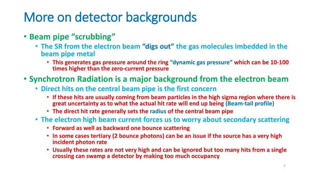 more on detector backgrounds more on detector