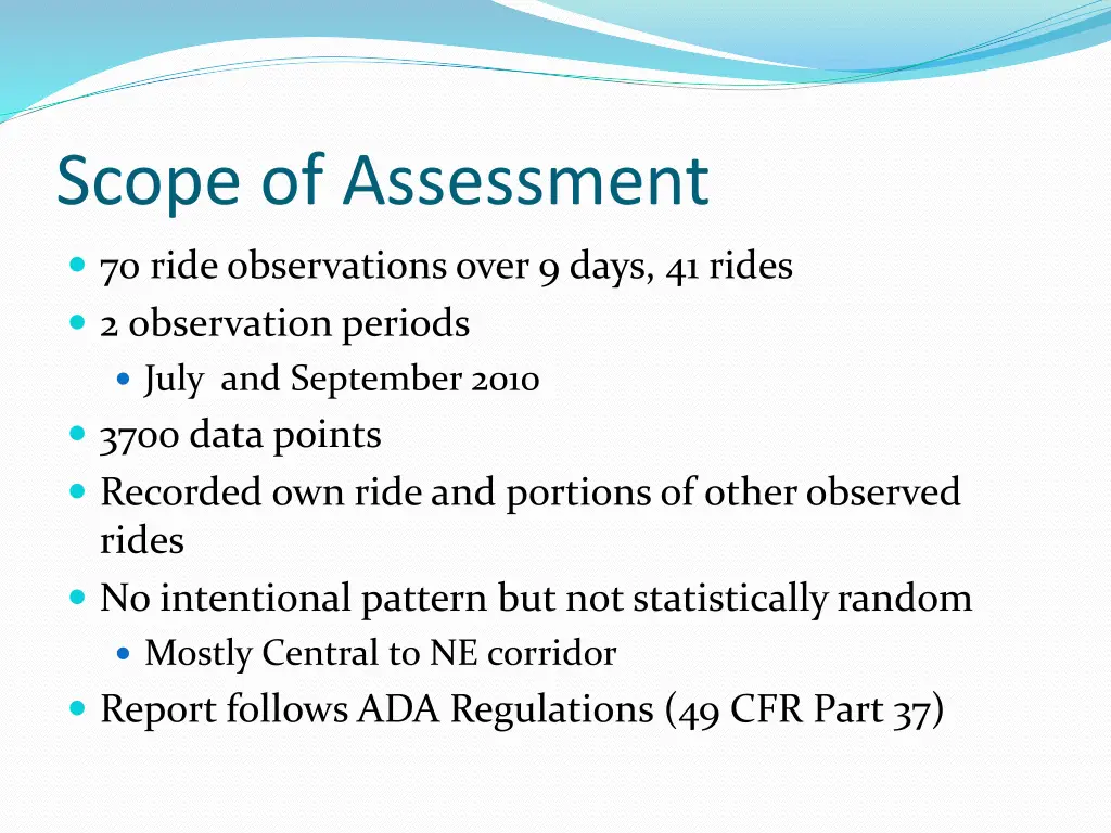 scope of assessment