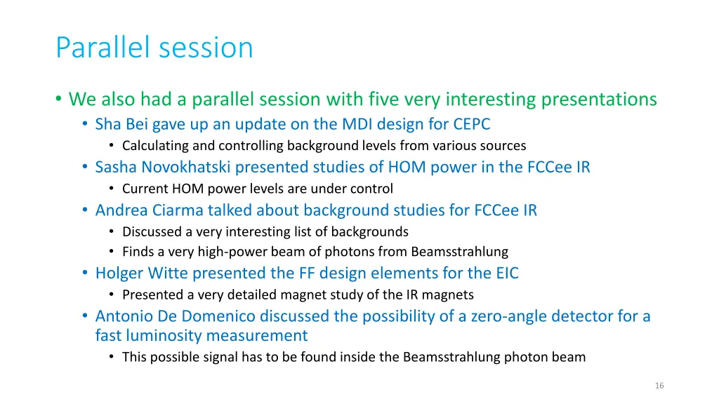 parallel session