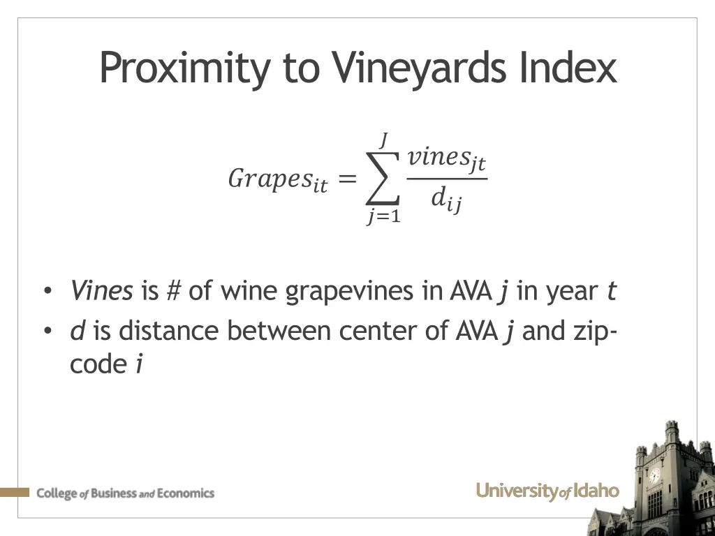 proximity to vineyards index