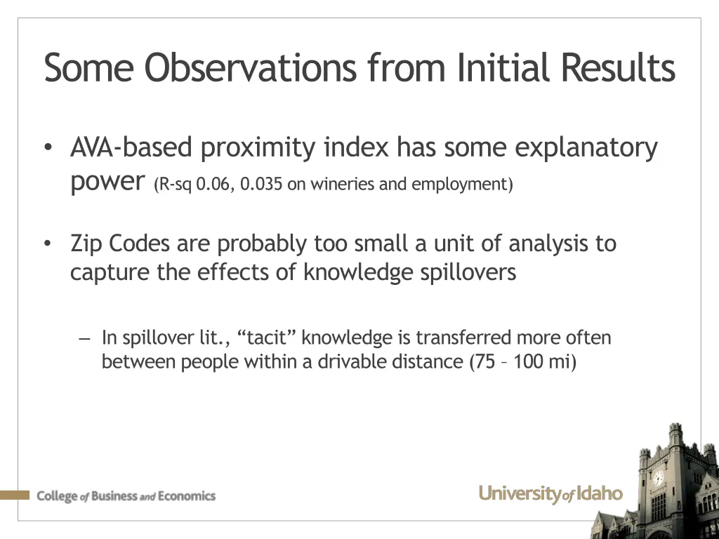 some observations from initial results