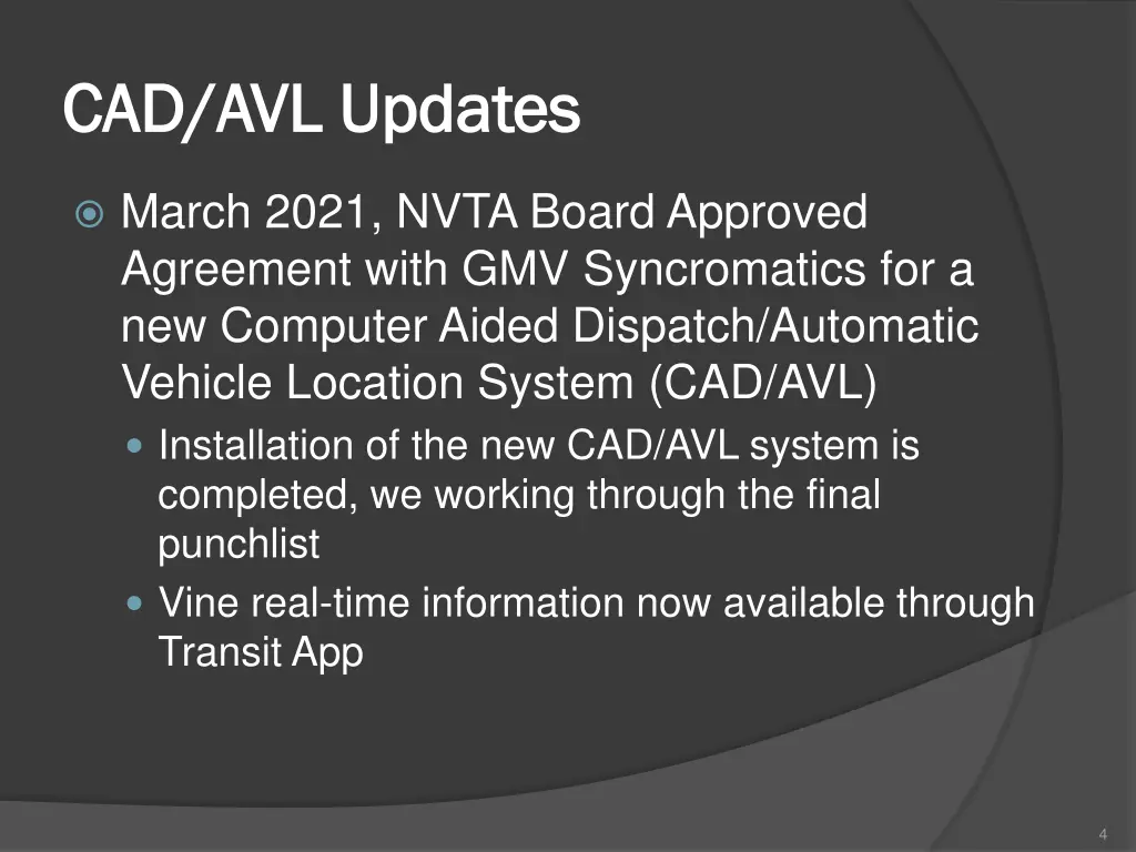 cad avl updates cad avl updates