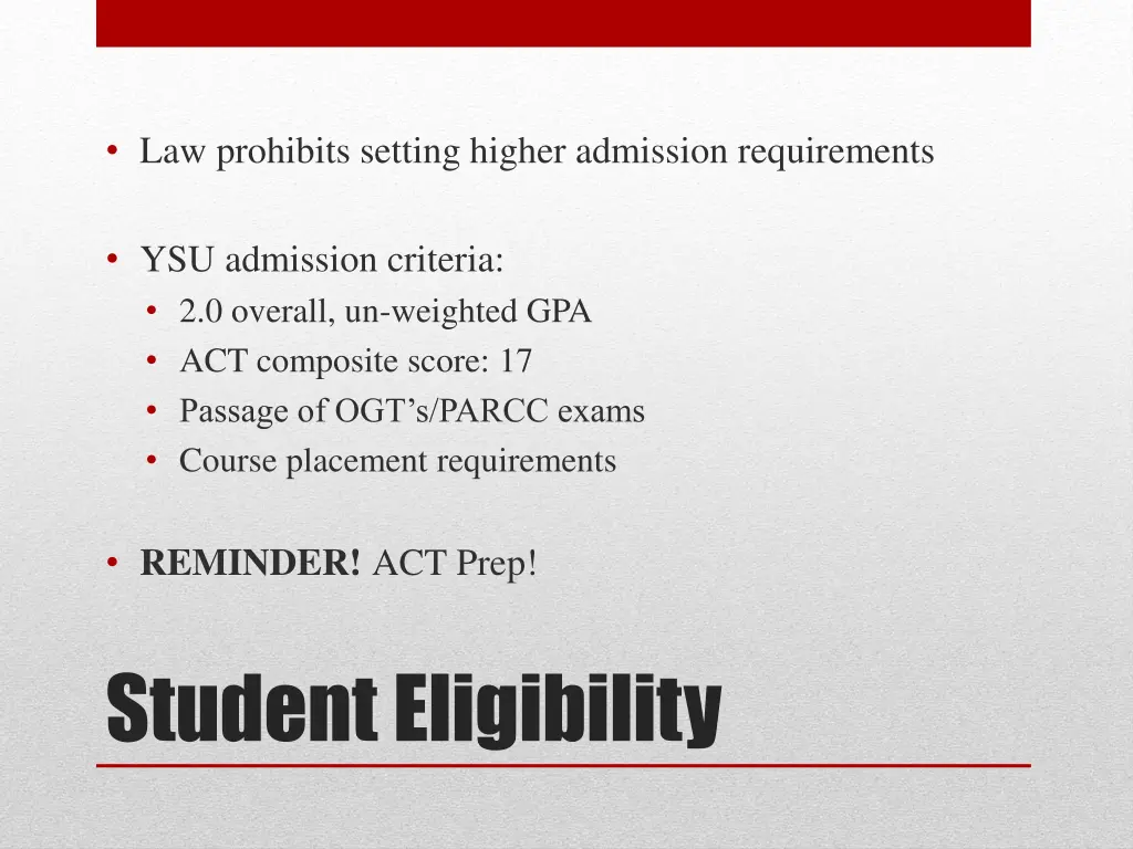 law prohibits setting higher admission