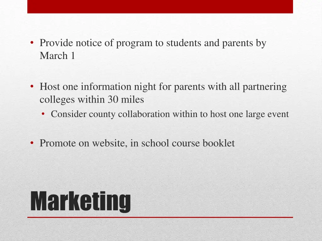 provide notice of program to students and parents