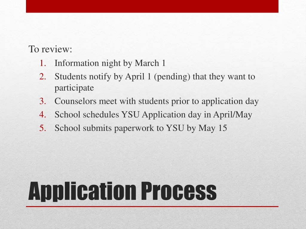 to review 1 information night by march