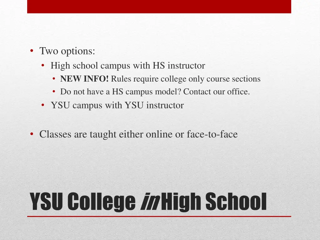 two options high school campus with hs instructor