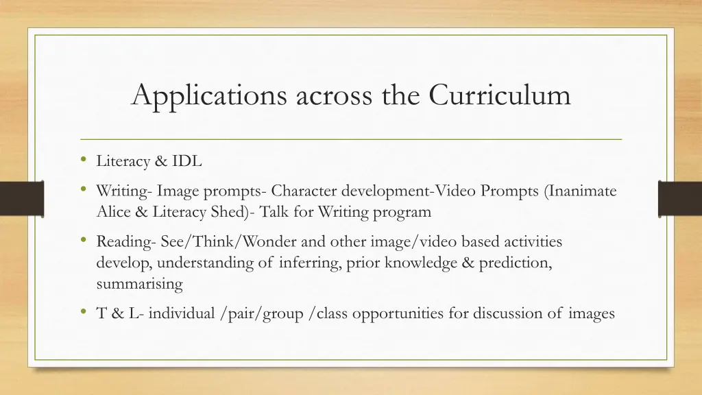 applications across the curriculum 2