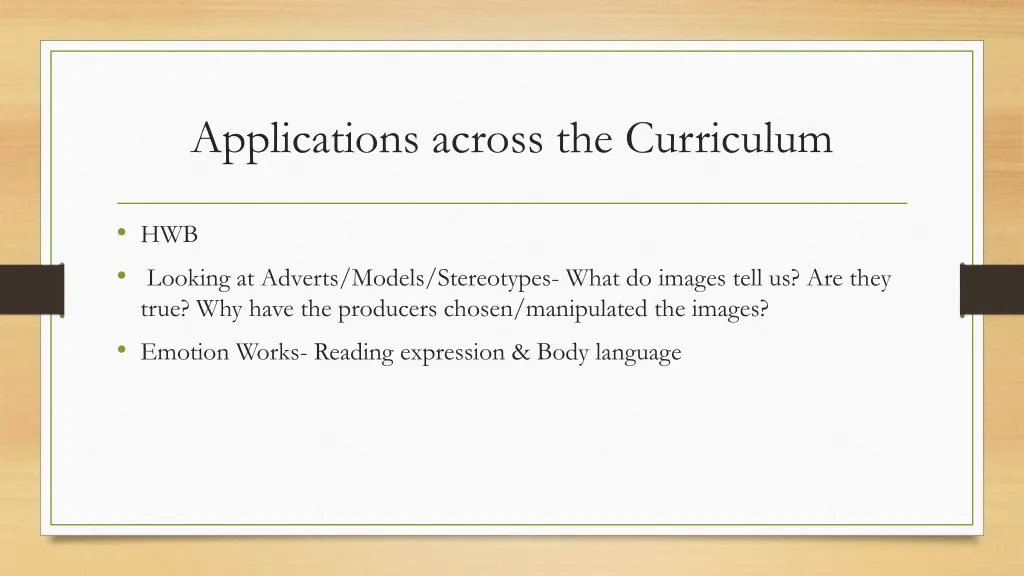 applications across the curriculum