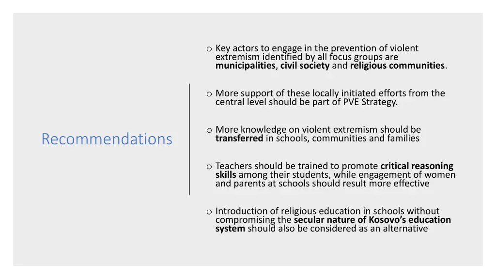 o key actors to engage in the prevention