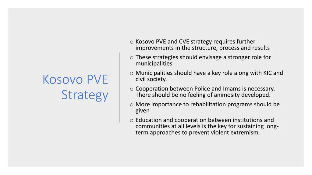 o kosovo pve and cve strategy requires further