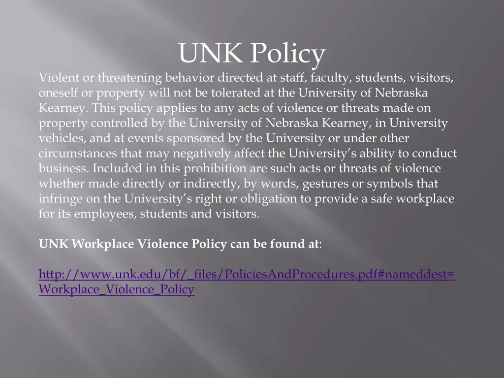 unk policy