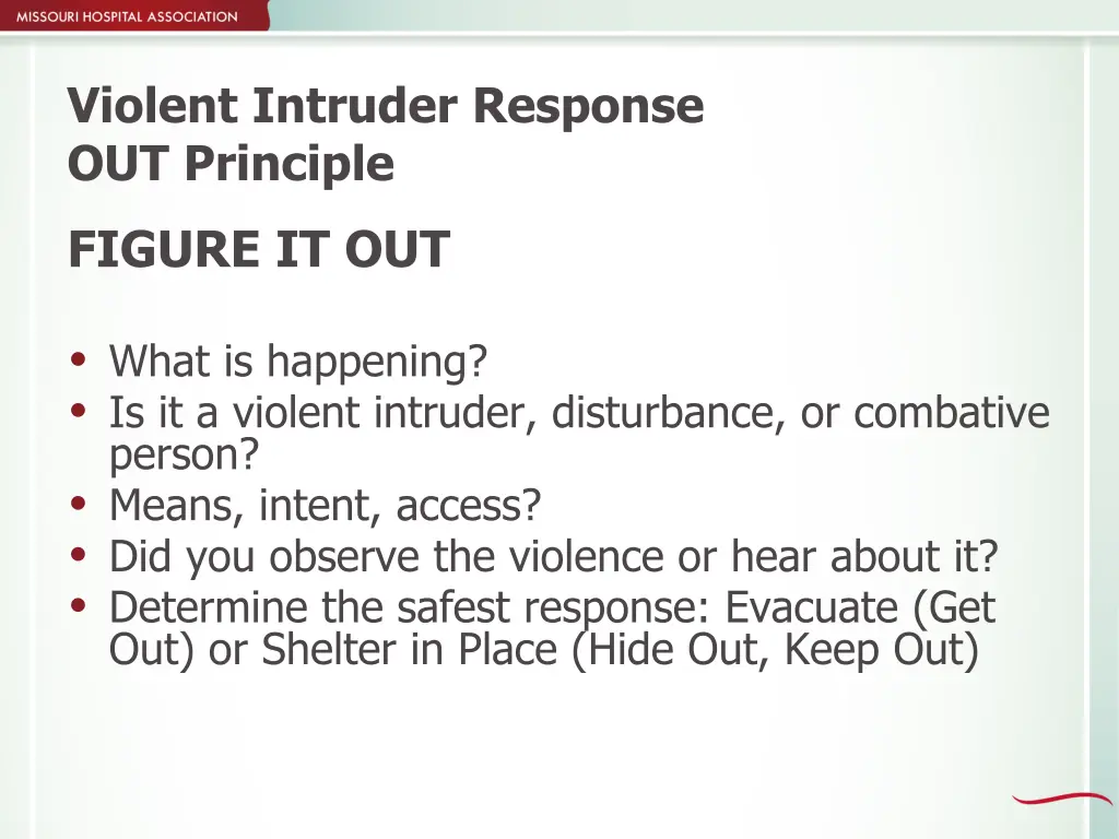 violent intruder response out principle