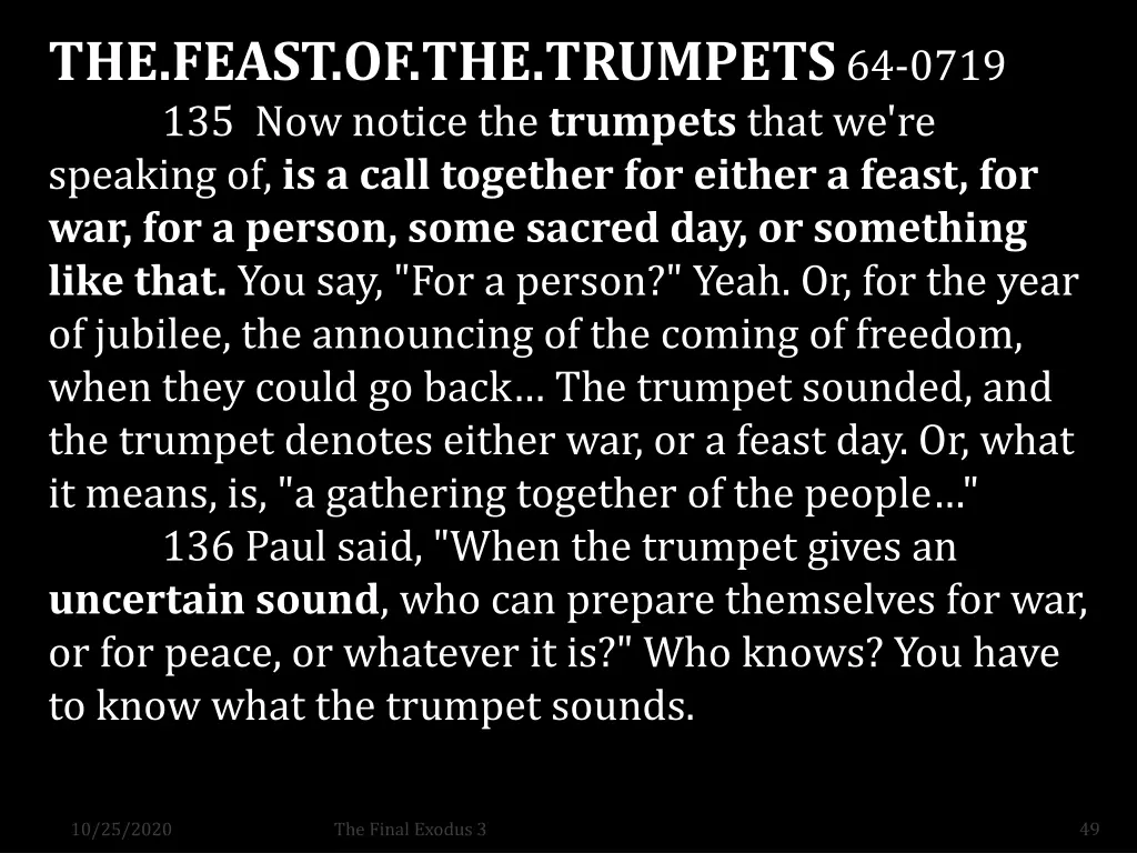 the feast of the trumpets 64 0719 135 now notice