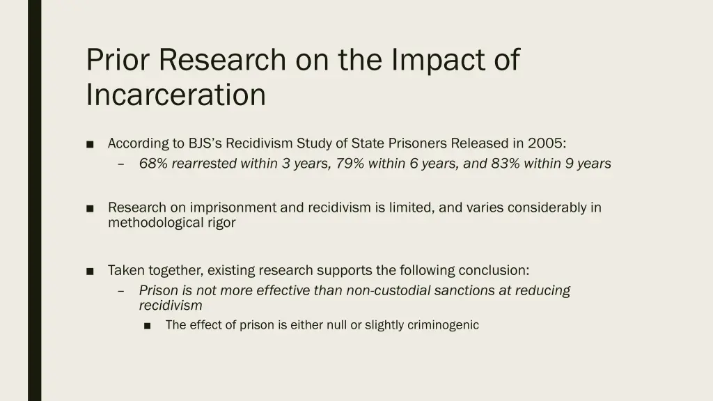 prior research on the impact of incarceration