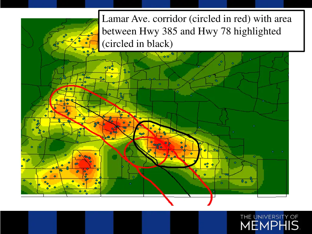 lamar ave corridor circled in red with area