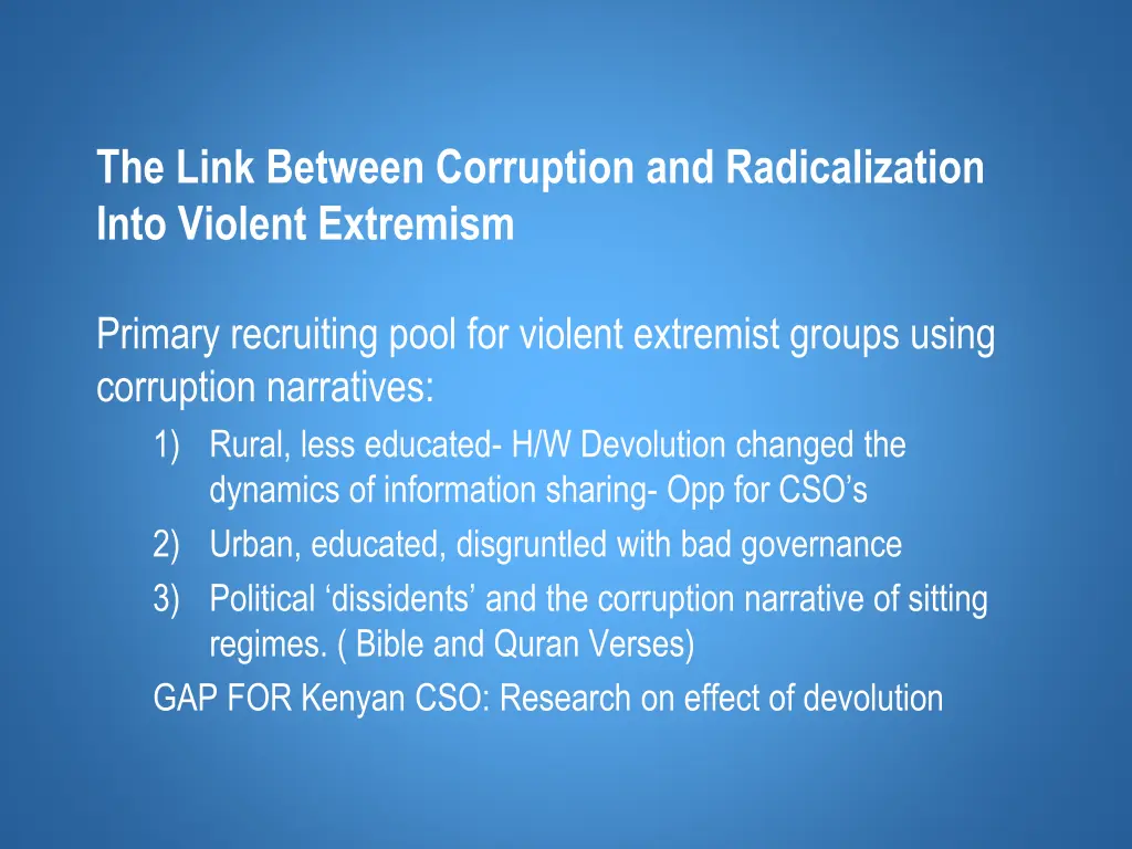 the link between corruption and radicalization