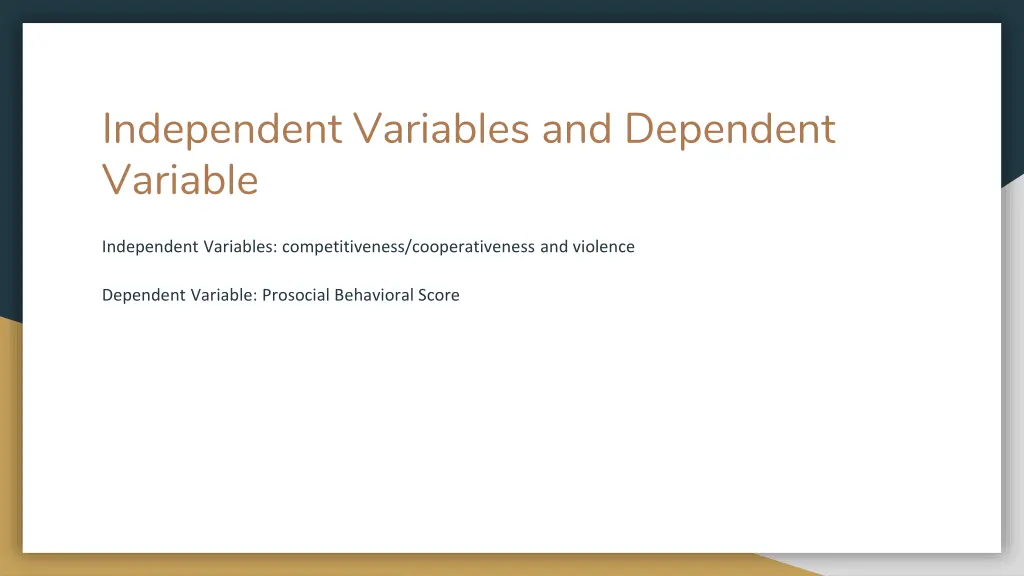 independent variables and dependent variable